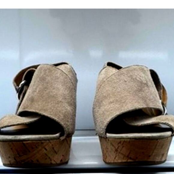 "Franco Sarto" Peep Toe ,Criss Cross ,Suede ,Sandals, Wedge,Size‎ 8.5 - Picture 2 of 10